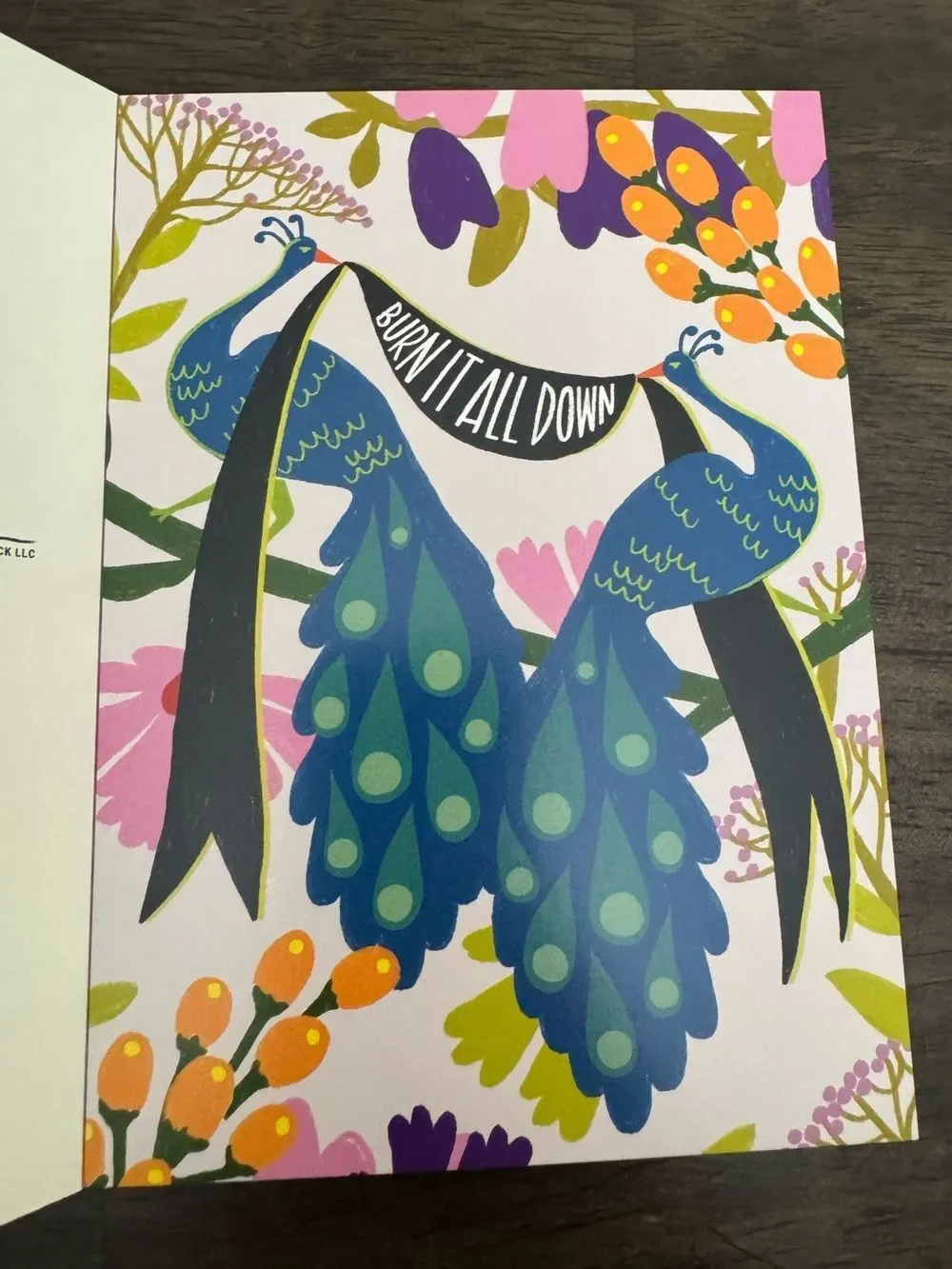 Feminist Peacock Postcard Art “Burn It All Down”